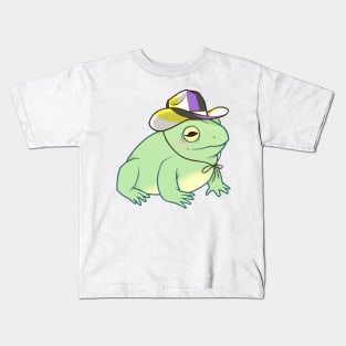 Nonbinary Pride Cowboy Frog Kids T-Shirt